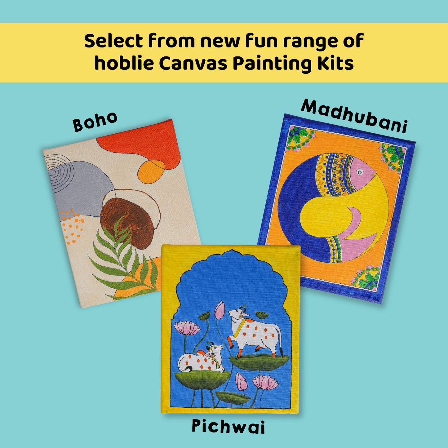 Hoblie Pichwai Folk Art Kit – DIY Painting Set with Canvas, Paints & Brushes | Ideal Gift for Beginners & Rakhi