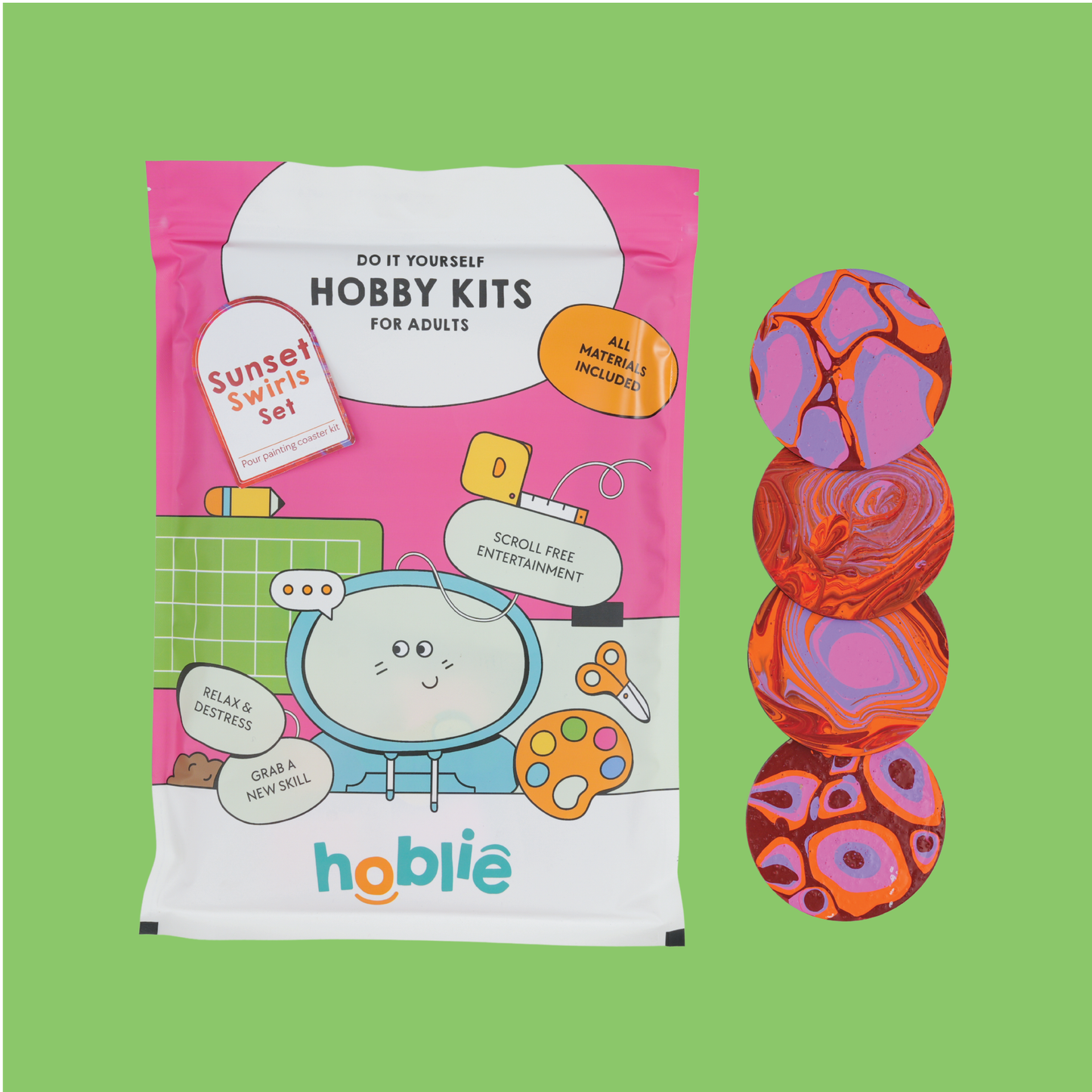 hobby sunset swirls set kit includes all material for sunset coaster fluid painting