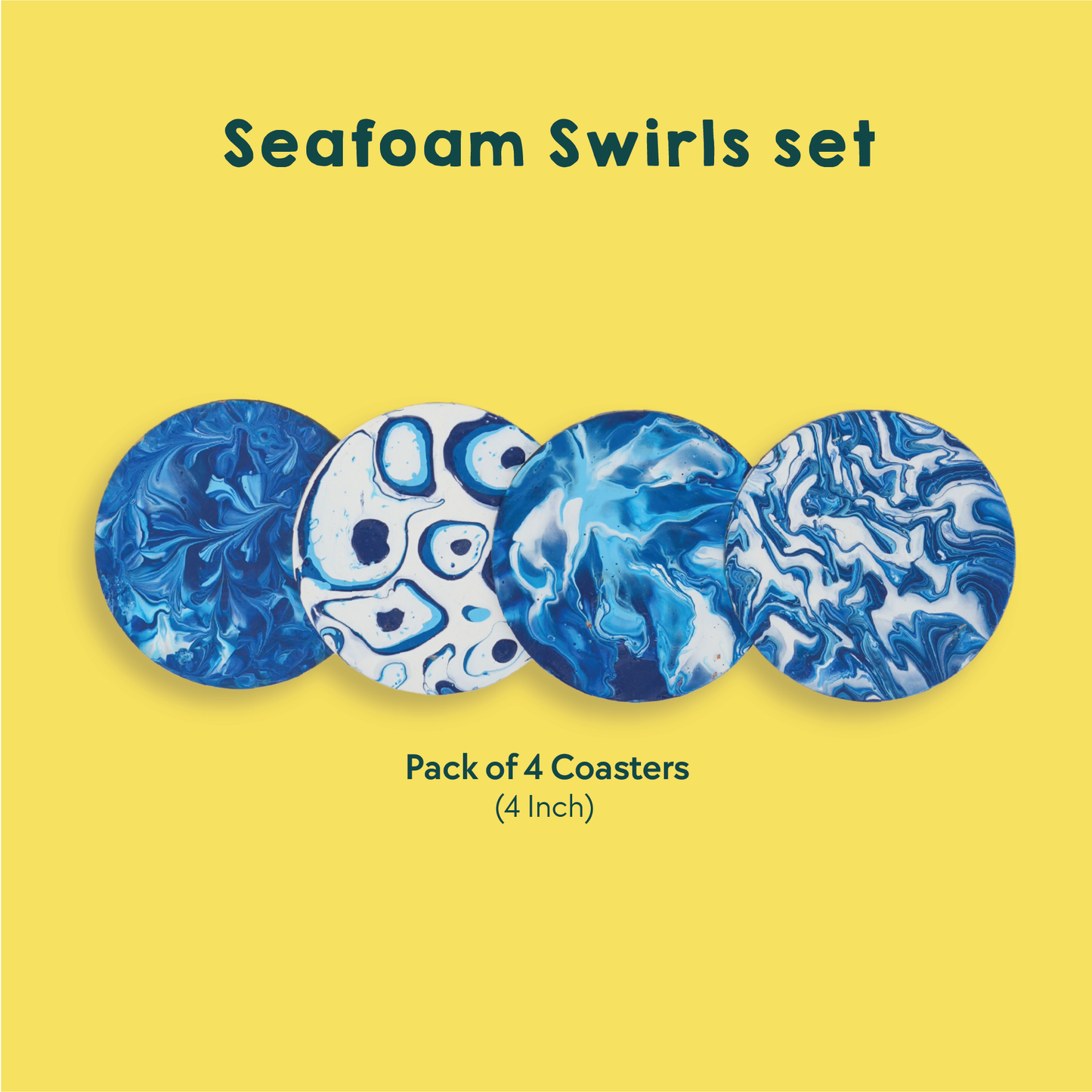 Seafoam Swirls for Adults | DIY Fluid Art Coaster Kit