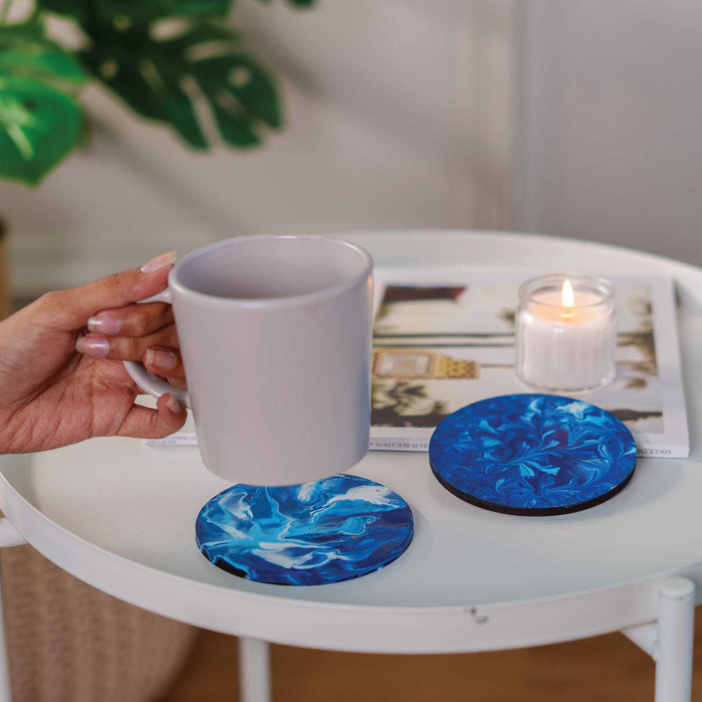 Seafoam Swirls for Adults | DIY Fluid Art Coaster Kit