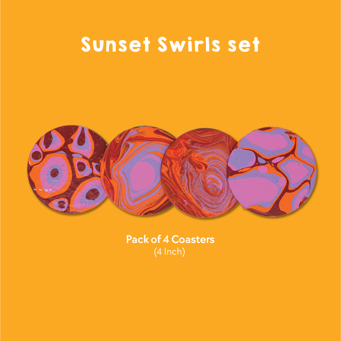 Sunset Swirls for Adults | DIY Fluid Art Coaster Kit