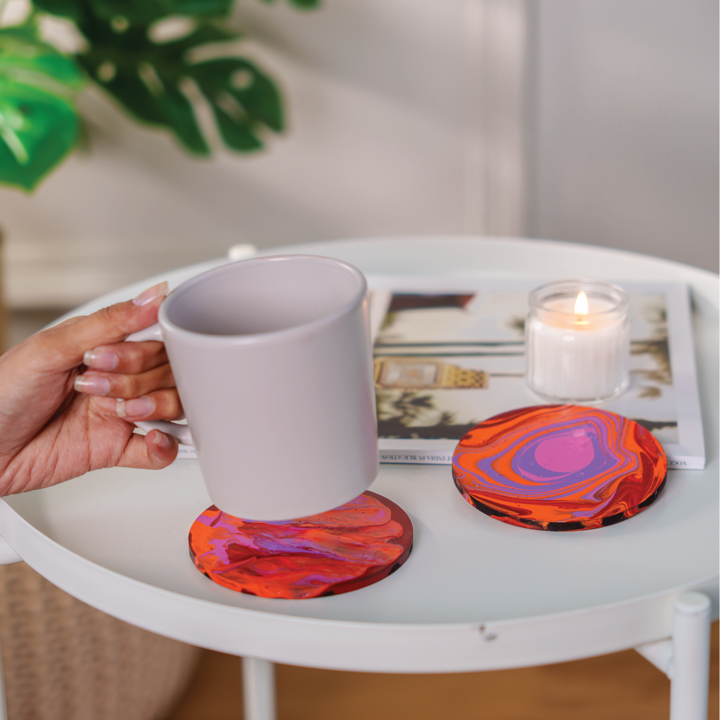 Sunset Swirls for Adults | DIY Fluid Art Coaster Kit