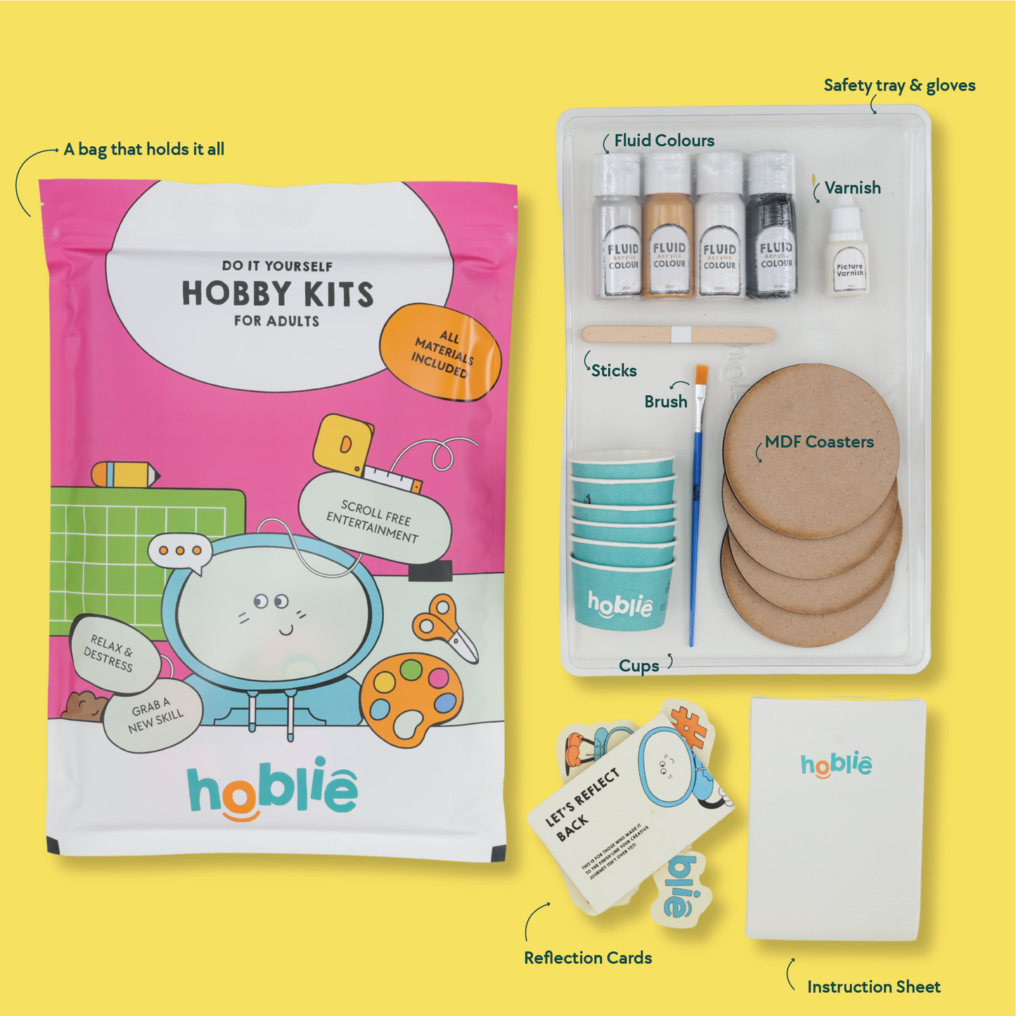 hoblies fluid art kit with all included materials