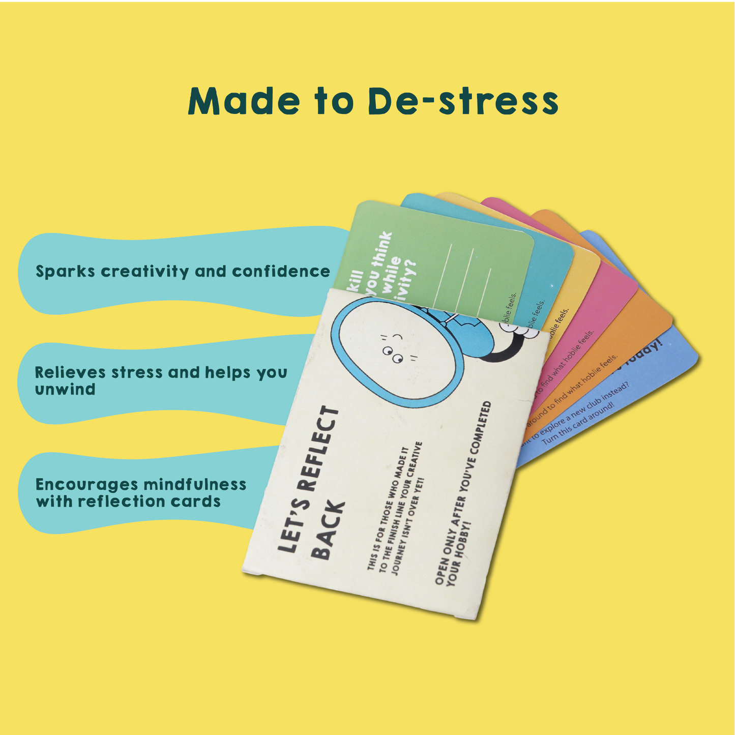 Set of reflection cards about stress relief and mindfulness.