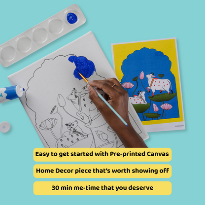 Hoblie Pichwai Folk Art Kit – DIY Painting Set with Canvas, Paints & Brushes | Ideal Gift for Beginners & Rakhi
