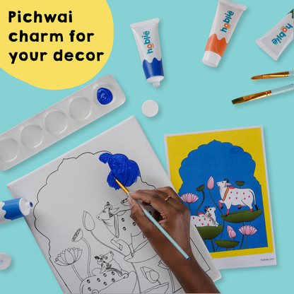 Hoblie Pichwai Folk Art Kit – DIY Painting Set with Canvas, Paints & Brushes | Ideal Gift for Beginners & Rakhi