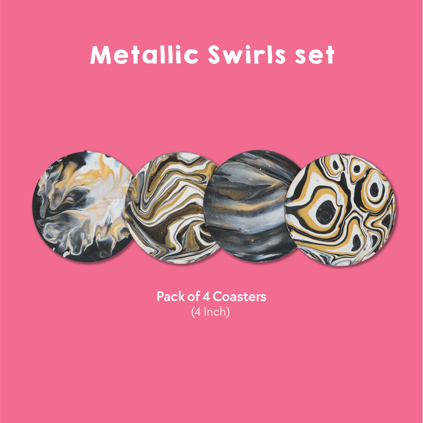 Metallic Swirls for Adults | DIY Fluid Art Coaster Kit