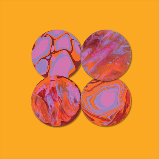 Sunset Swirls for Adults | DIY Fluid Art Coaster Kit