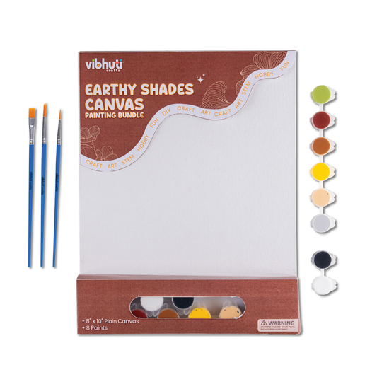 Earthy Shades Canvas Painting Bundle with paint brushes and earthy colours