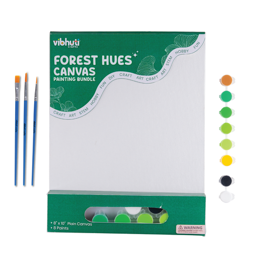 Forest Hues Canvas painting bundle with paint brushes and colour set 