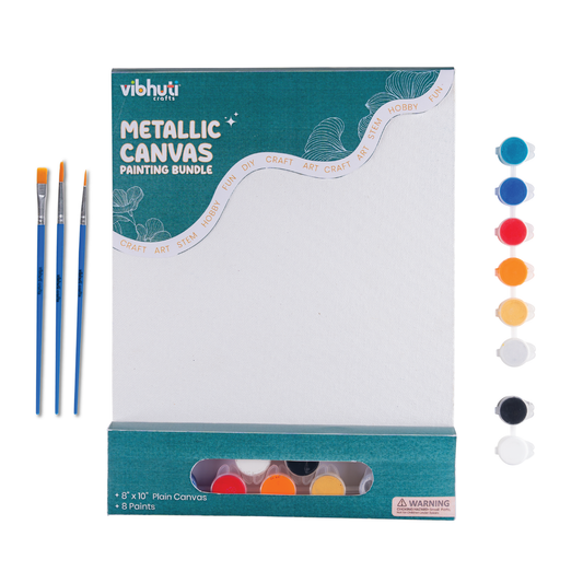 Metallic Canvas Painting Bundle with paintbrushes, canvas, and metallic colors 