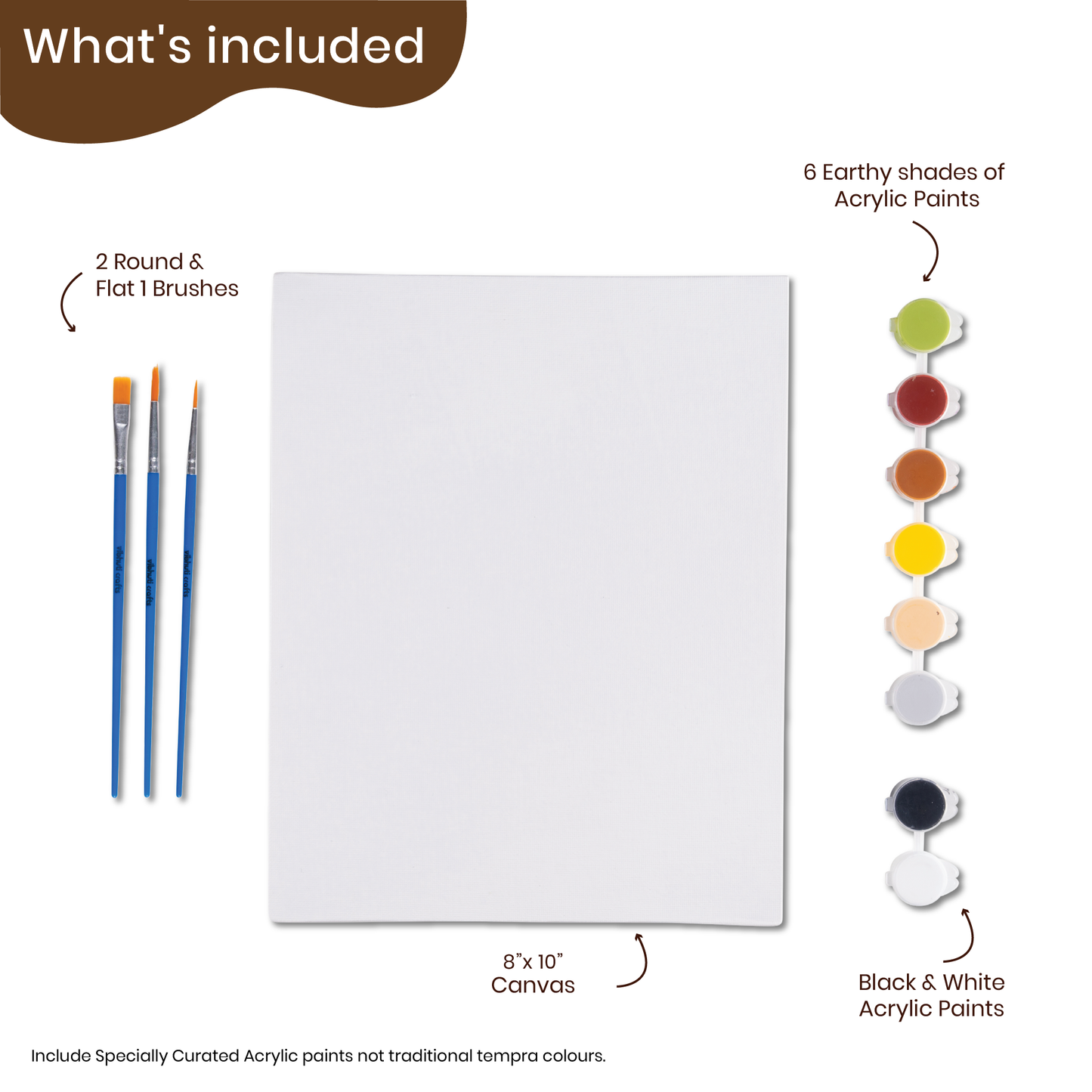 Art and craft set with canvas, brushes, and groundy acrylic paint 