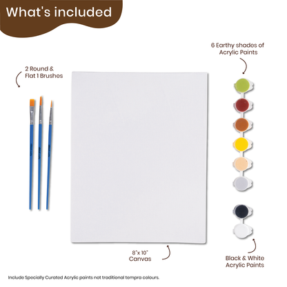 Art and craft set with canvas, brushes, and groundy acrylic paint 