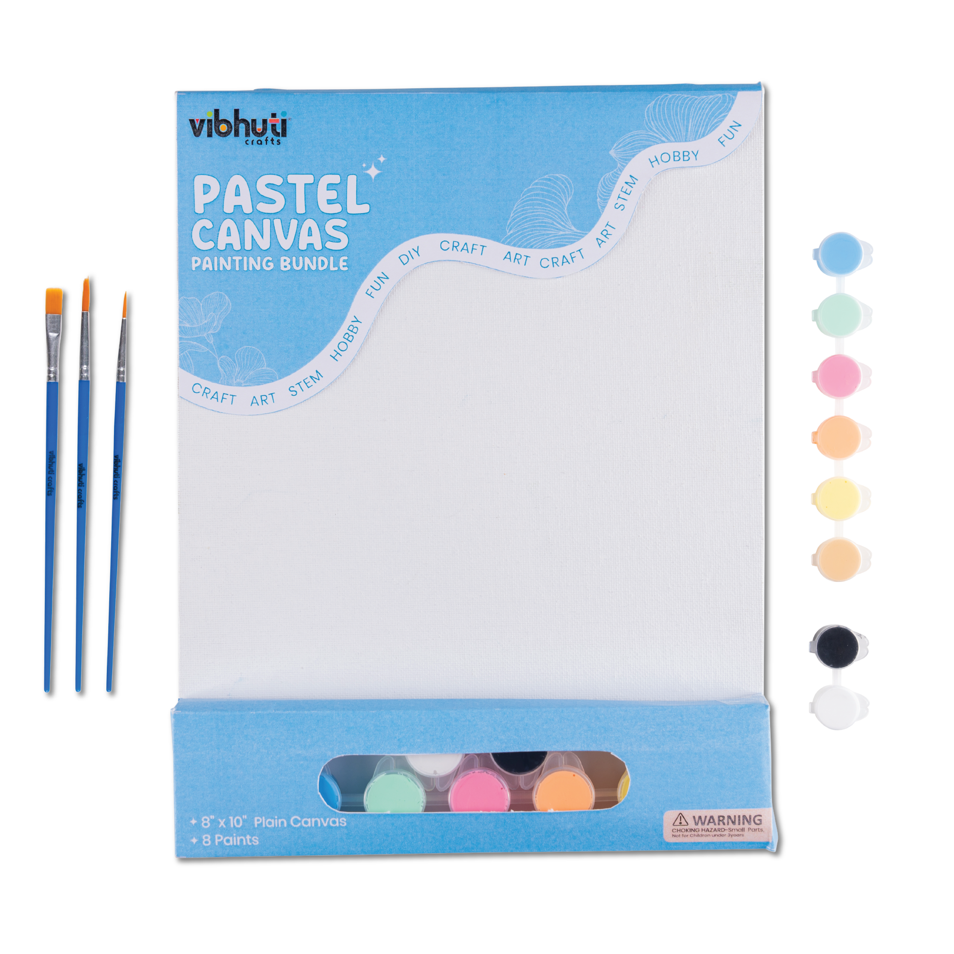 Pastel Canvas Painting Bundle with paint brushes and curated pastel colors 
