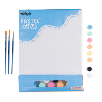 Pastel Canvas Painting Bundle with paint brushes and curated pastel colors 